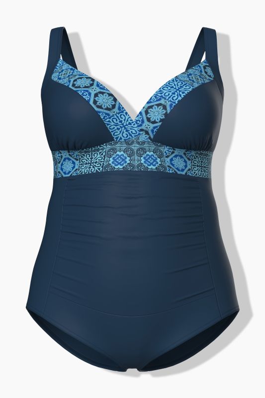 Tile Print Detail Swimsuit