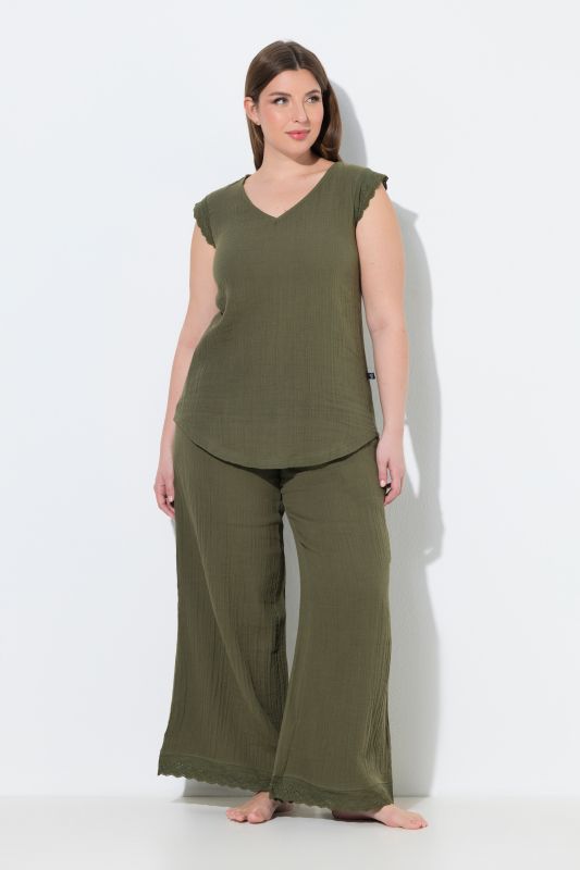 Muslin Lace Trim Pajama Set