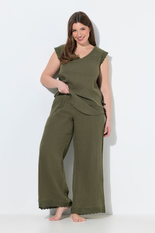 Muslin Lace Trim Pajama Set