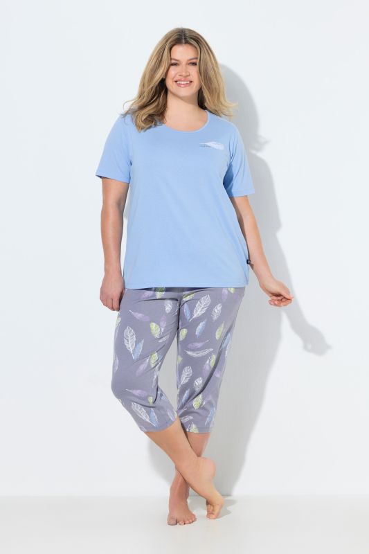 Feather Print Capri Pajama Set