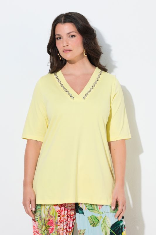 Rhinestone Neckline Pima Cotton Tee