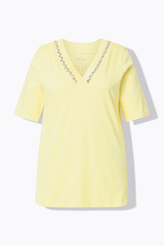 Rhinestone Neckline Pima Cotton Tee
