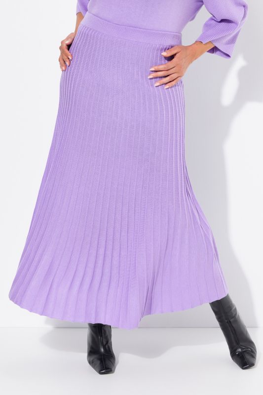 Pleated Knit Wool Blend Skirt