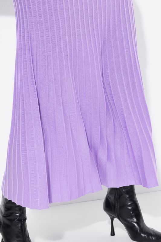 Pleated Knit Wool Blend Skirt