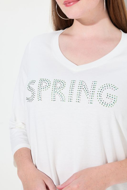 Тениска с бляскав надпис SPRING