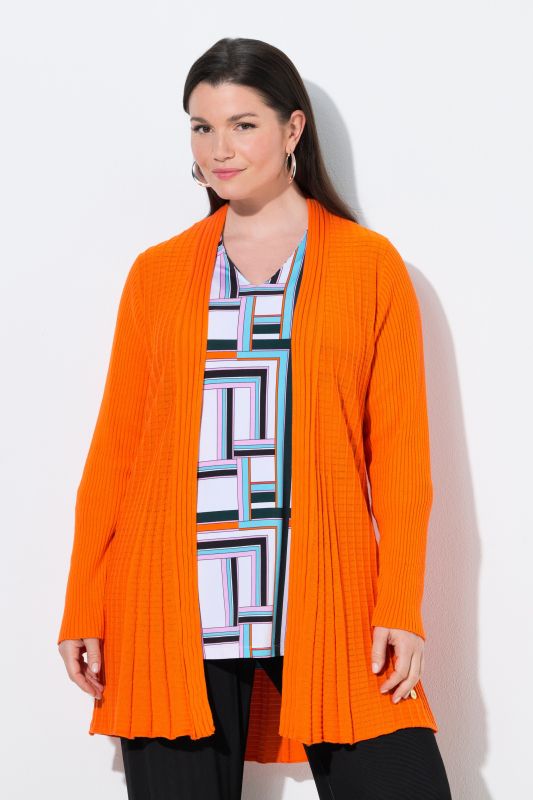 Pleated Longline Open Shape Cardigan