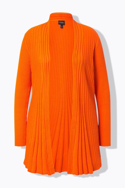 Pleated Longline Open Shape Cardigan