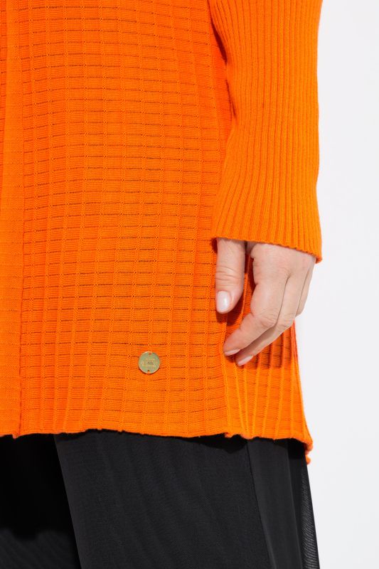 Pleated Longline Open Shape Cardigan