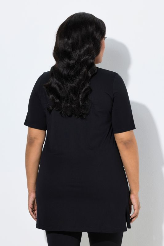 Short Sleeve V-Neck Knit Tunic