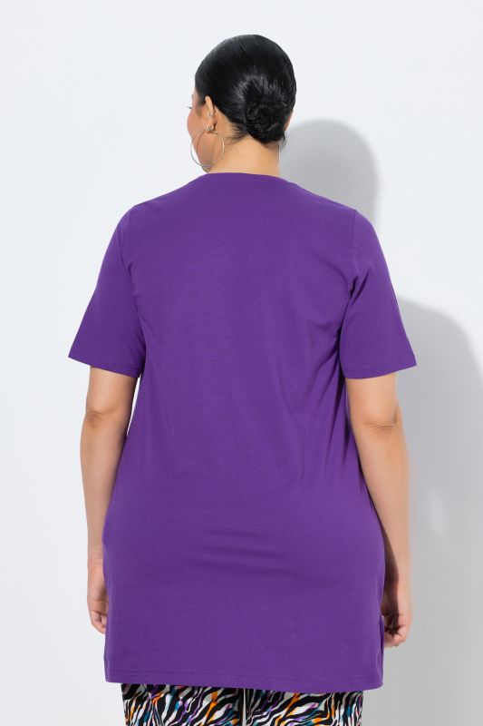 Short Sleeve V-Neck Knit Tunic