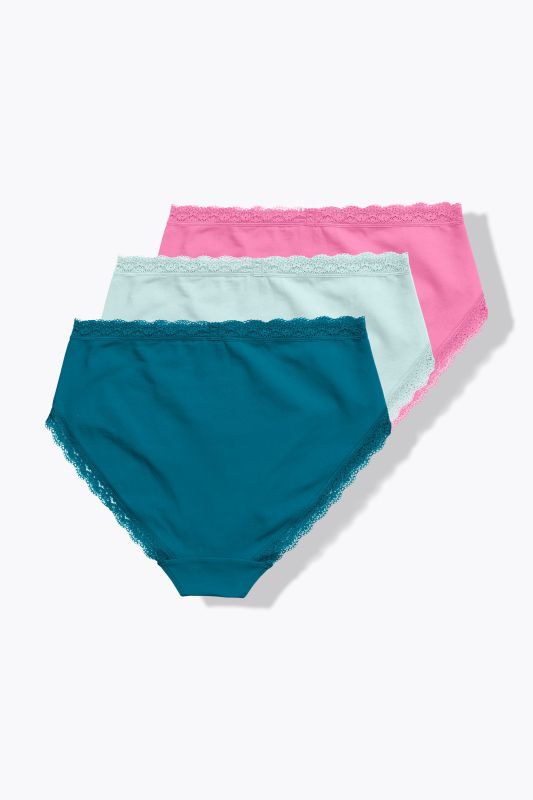 Midi briefs, 3-pack, lace trim