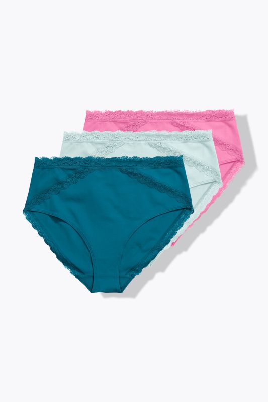 Midi briefs, 3-pack, lace trim