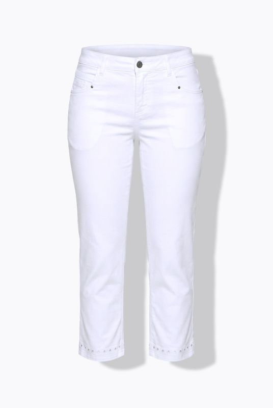 Openwork Trim Denim Capris