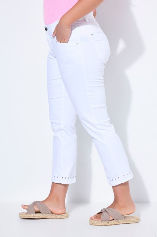 Openwork Trim Denim Capris