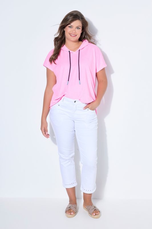 Openwork Trim Denim Capris