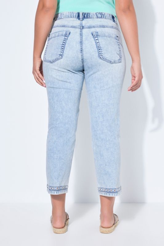 Openwork Trim Denim Capris