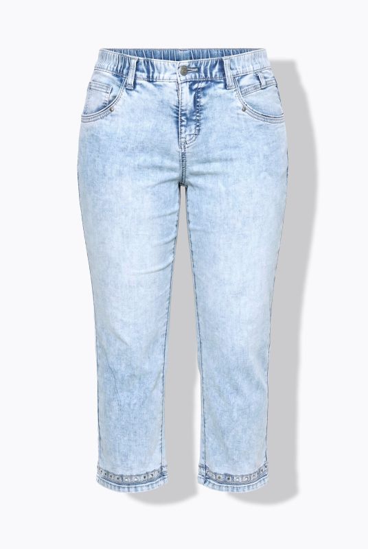 Openwork Trim Denim Capris