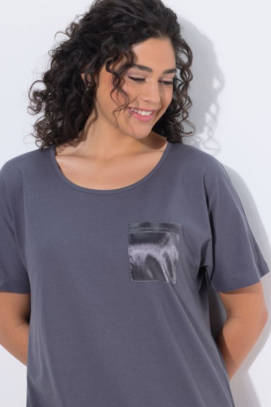 Satin Pocket Short Sleeve Nightgown