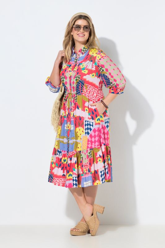Allover Print Drawstring Waist Dress