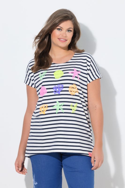 Striped Shell Print Tee