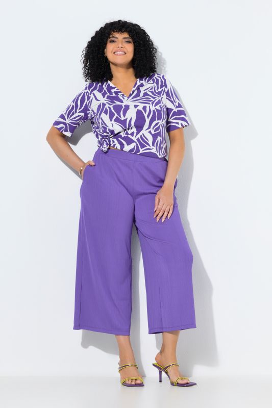 Textured Crepe Wide Leg Culottes