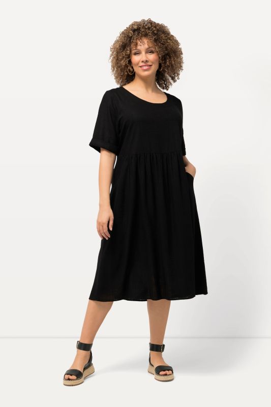 Linen Blend Short Sleeve Dress