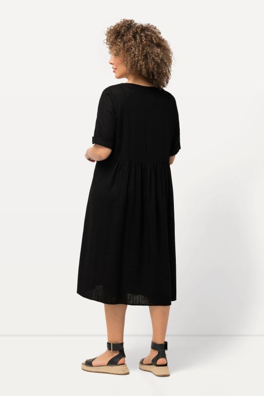 Linen Blend Short Sleeve Dress