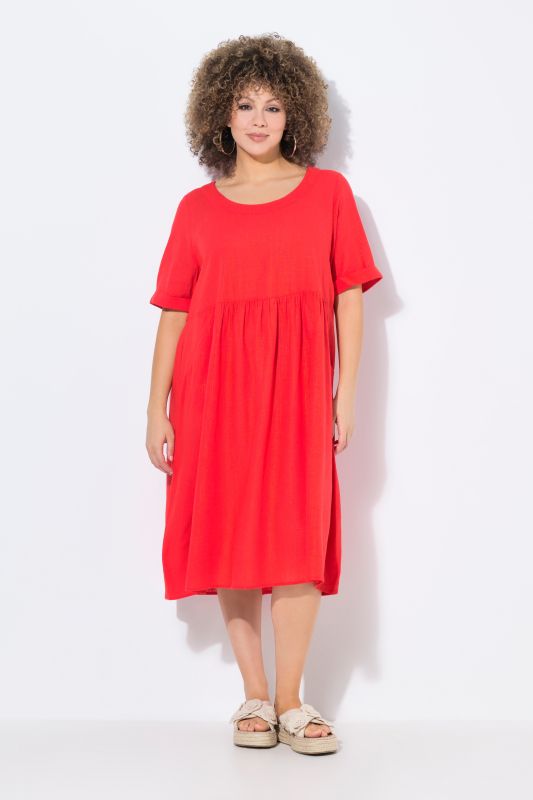 Linen Blend Short Sleeve Dress