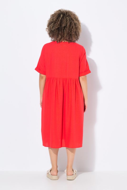Linen Blend Short Sleeve Dress
