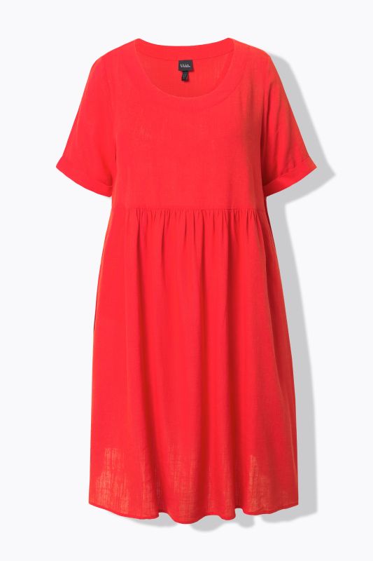 Linen Blend Short Sleeve Dress