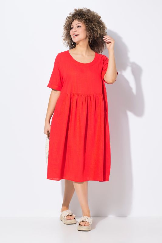 Linen Blend Short Sleeve Dress