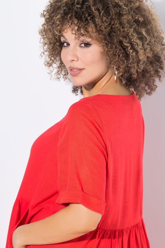 Linen Blend Short Sleeve Dress