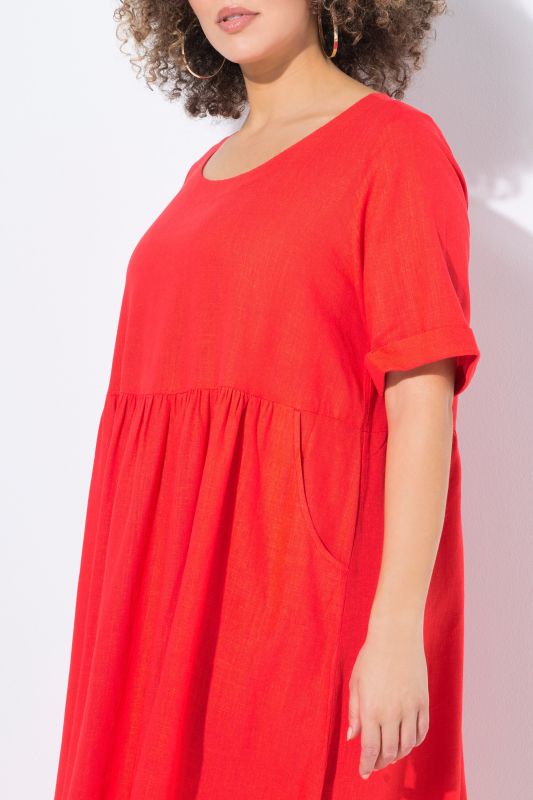 Linen Blend Short Sleeve Dress
