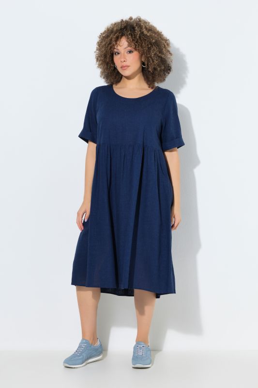 Linen Blend Short Sleeve Dress