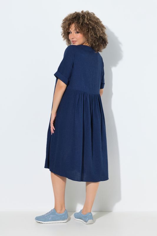 Linen Blend Short Sleeve Dress