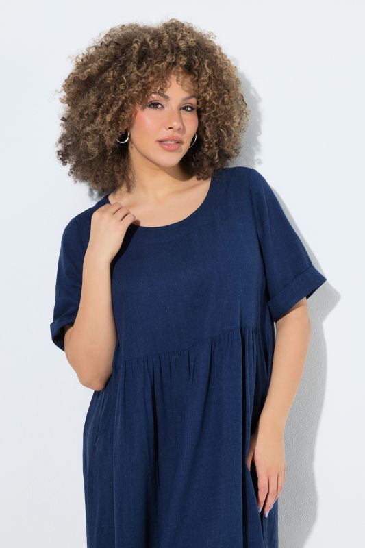 Linen Blend Short Sleeve Dress