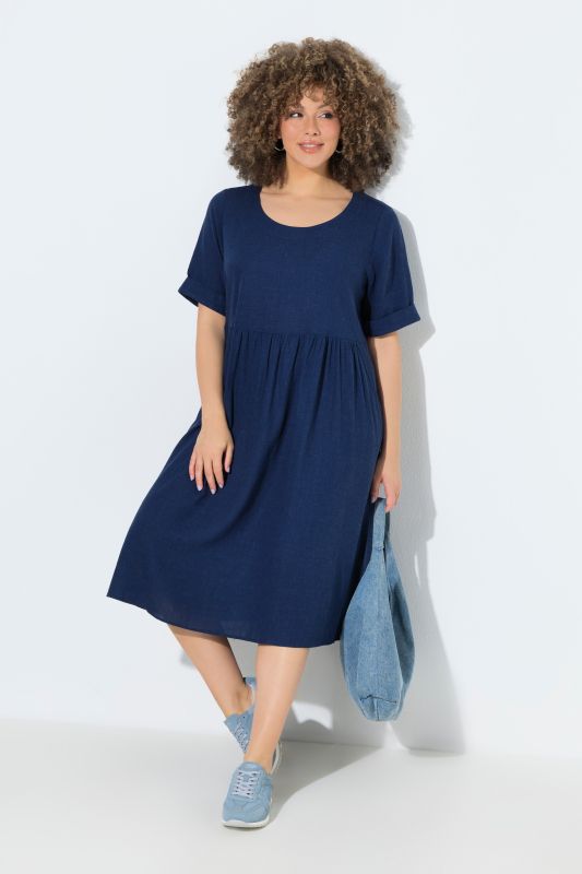Linen Blend Short Sleeve Dress