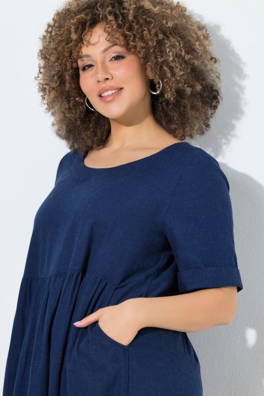 Linen Blend Short Sleeve Dress