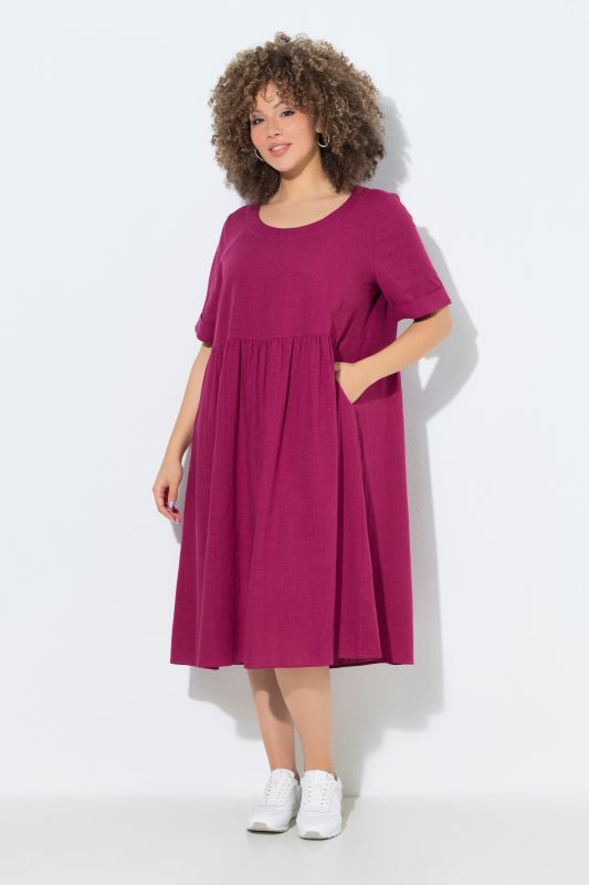 Linen Blend Short Sleeve Dress