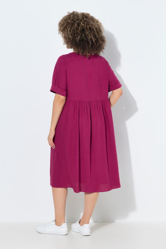 Linen Blend Short Sleeve Dress