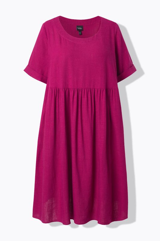 Linen Blend Short Sleeve Dress