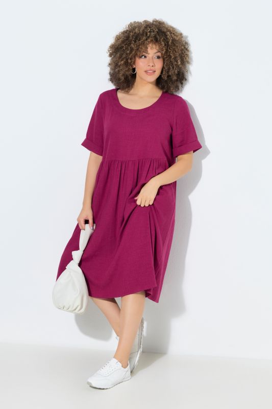 Linen Blend Short Sleeve Dress