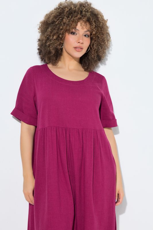 Linen Blend Short Sleeve Dress