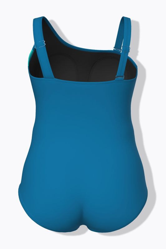 Asymmetric Color Block One Piece Swimsuit