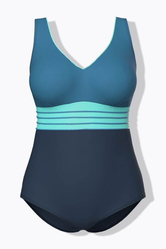 Gold Piping One Piece Colorblock Swimsuit