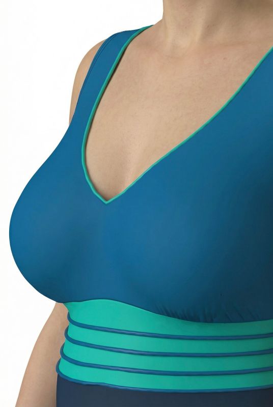 Gold Piping One Piece Colorblock Swimsuit