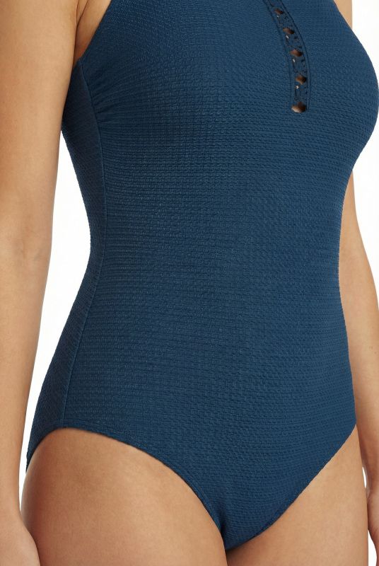 Textured Macrame Detail Swimsuit