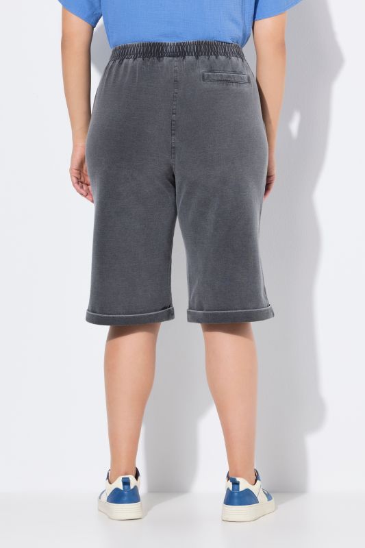 Indigo-Dyed Elastic Waist Jersey Shorts