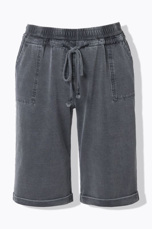 Indigo-Dyed Elastic Waist Jersey Shorts