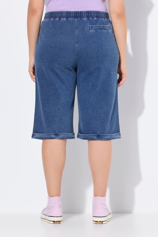 Indigo-Dyed Elastic Waist Jersey Shorts